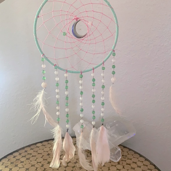 Rose Quartz &Green Aventurine Crystal Dreamcatcher